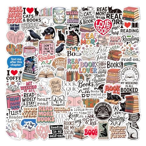 100PCS Book Stickers for Kindle, Bookish Reading Kindle Stickers Pack for Books, Water Bottles, Laptops, Book Lover Sticker Accessories Gifts for Kids Teens Adults (Smallsize)