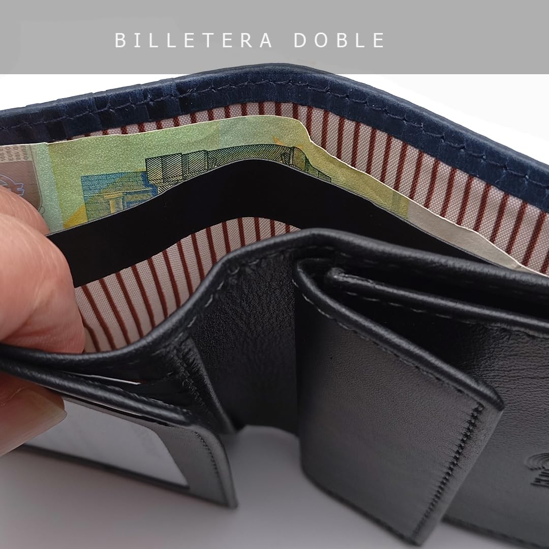Cartera de Mujer en Piel Pequeña - Hecho a Mano - RFID - 39272 Azul