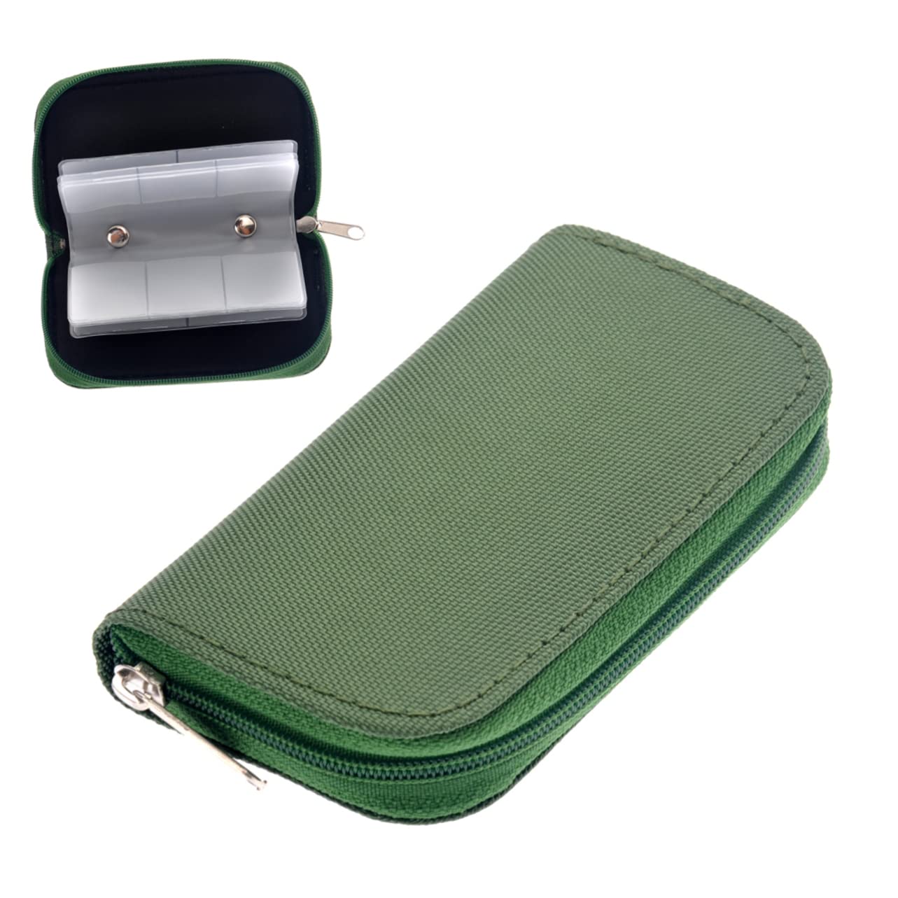 PartyKindom Portable Slots Memory Holder Case Pouch Durable Zippered Storage Bag Green for Micro and Cf Cards and Anti-Static Design Convenient Travel