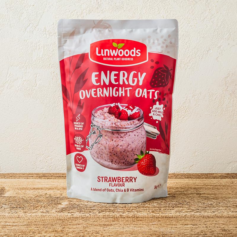 (1x 1KG) Strawberry Energy Overnight Oats | Gluten Free Oats | Healthy Plant Based Breakfast