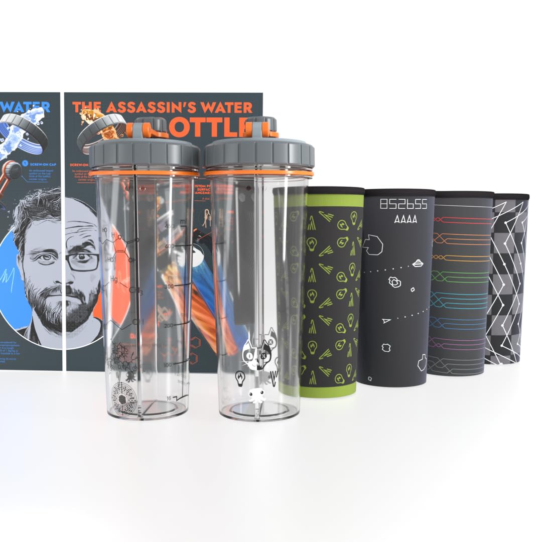 Assassins Water Bottle 900ml Dual-Chamber Water Bottle by Curiosity Box Expert Assassin