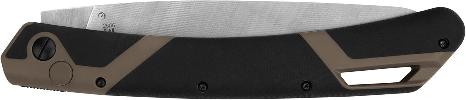 Kershaw Taskmaster Saw 2, 7" Serrated Blade, Outdoor Compact Folding Saw, Push-Button Opening Lock, Tan