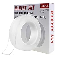 Vista 1 de Cinta de doble cara resistente, cinta de montaje 3M, nano cinta adhesiva transparente reutilizable sin rastro, lavable, extraíble, fuerte cinta