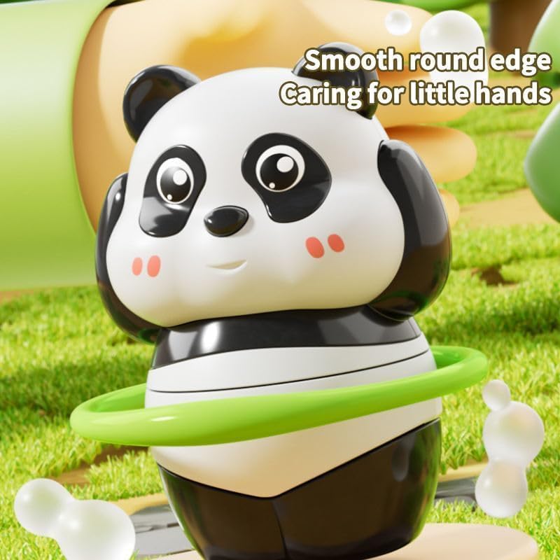 Image of Cute Panda Action Toy Set for Kids, 3 PCS Moving Play Figures with Skateboard, Hula Hoop and Jump Rope, Interactive Indoor Activity Gift for Boys and Girls Age 3+