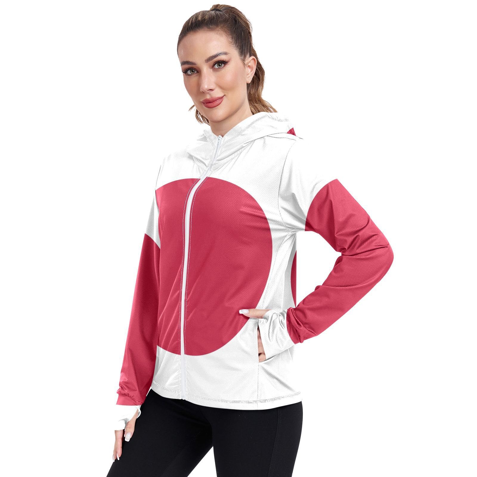 Japan Flag Womens UPF 50+ Sun Protection Hoodie Jacket Lightweight Long Sleeve Sun Shirt with Pocket Multicoloured
