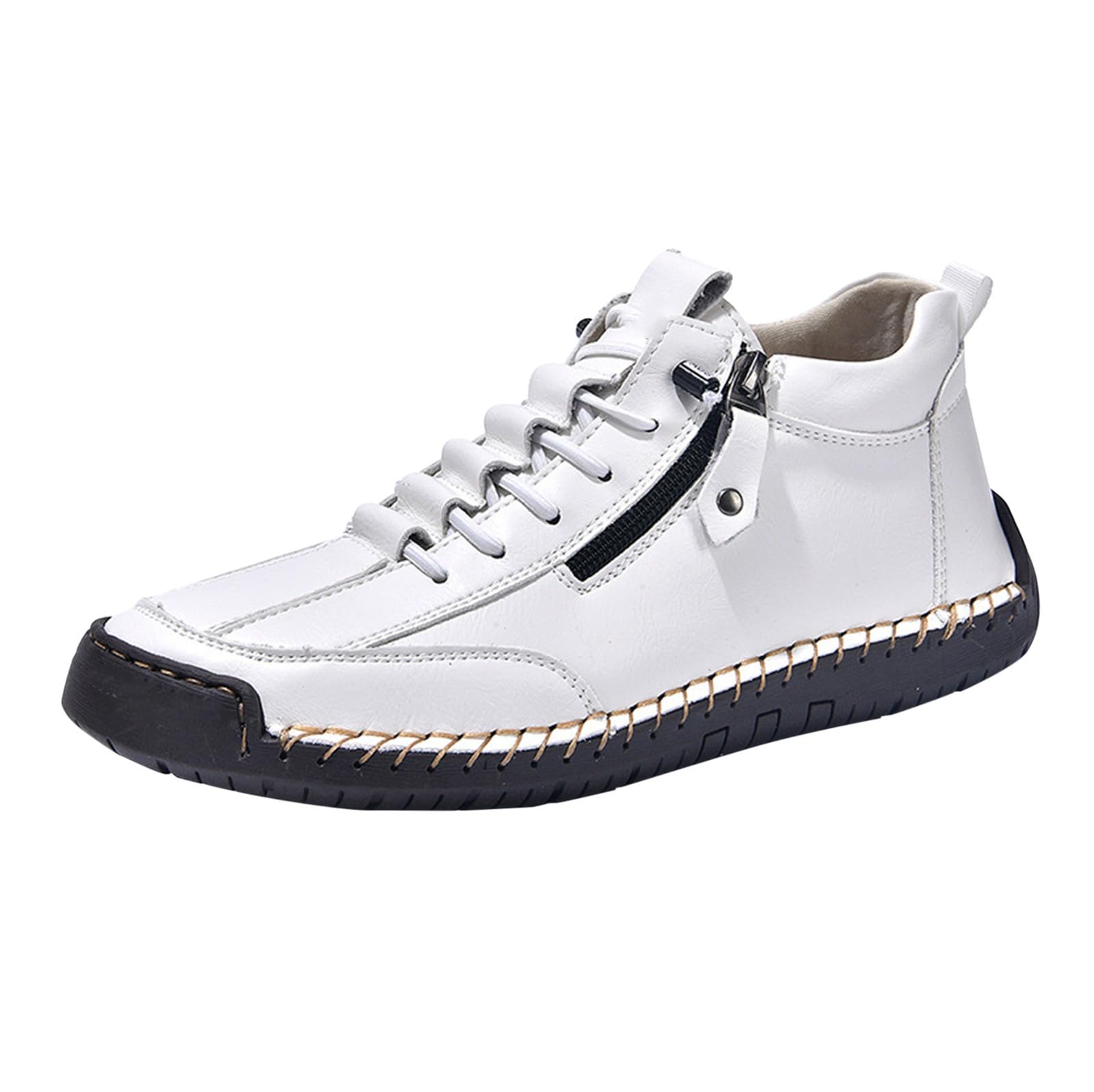 Sneakers Herren Leder – Wanderschuhe Herren Wasserdicht | Modische und sportliche Schuhe, rutschfest, für den Außenbereich, Sicherheitsschuhe, bequem, leicht, Sneaker, Reißverschluss