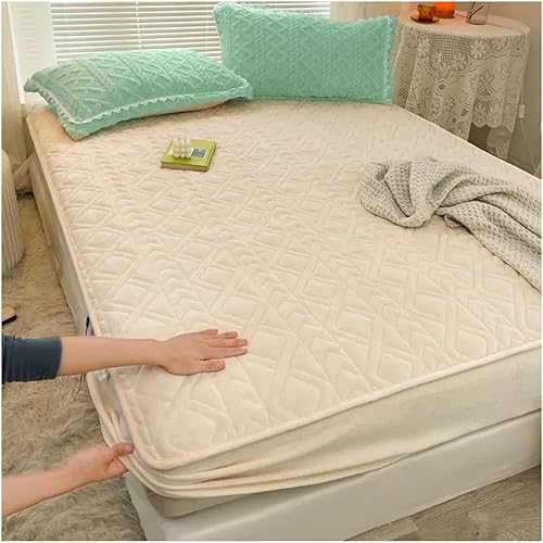 Miniatura 8 de Protectores de colchón sábana bajera de bolsillo profundo, sábana gruesa para otoñoinvierno, adecuada para colchones de 5 a 11.0 in (color verde,