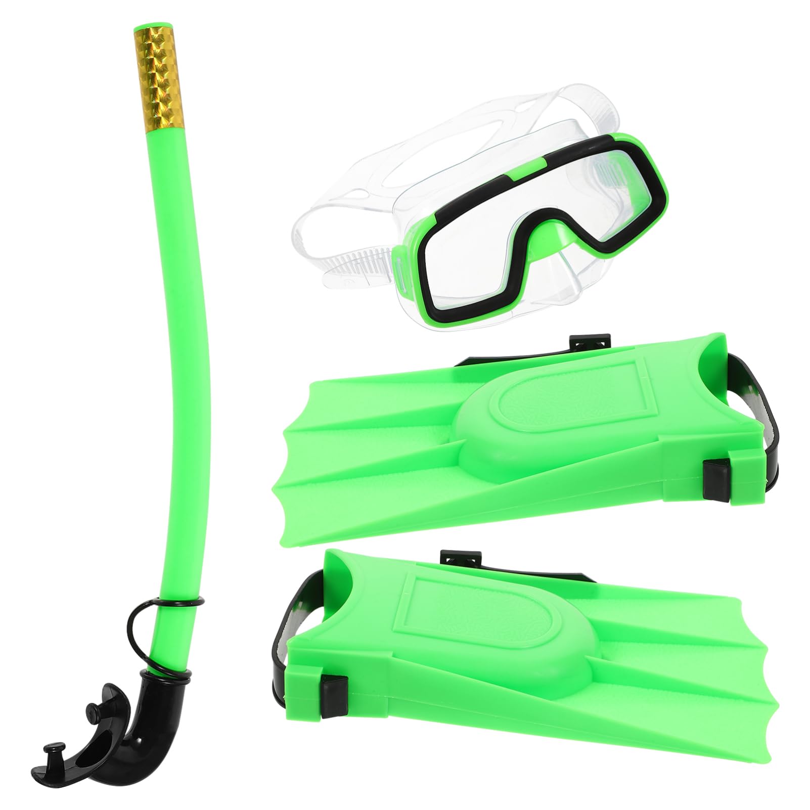 BRIGHTFUFU Boys and Girls Snorkeling Set Wide View Diving Goggles Short Fins Diving Mask Straw for Boys and Girls Semi-Dry Design Snorkeling Gear Set for Youth Children
