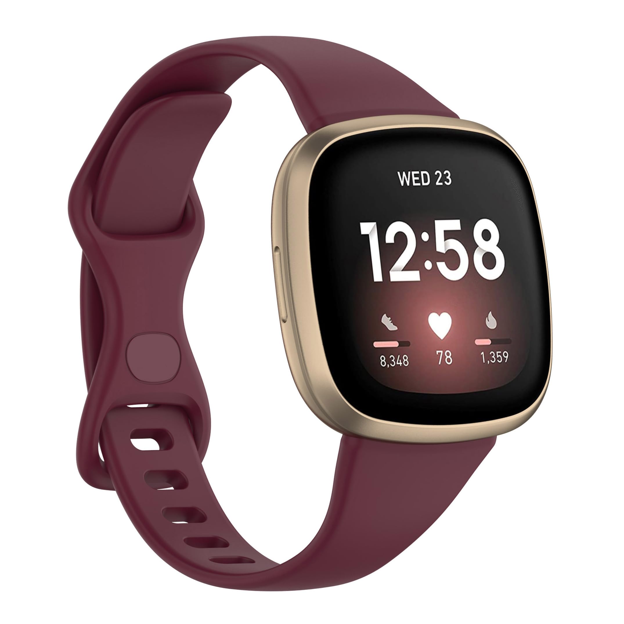 TopPerfekt Slim Strap Compatible with Fitbit Versa 4 Women Men, Adjustable Soft Silicone Sport Replacement Watch Band Wristbands Bracelet for Fitbit Versa 4/Versa 3/Sense/Sense 2 (L-Wine)