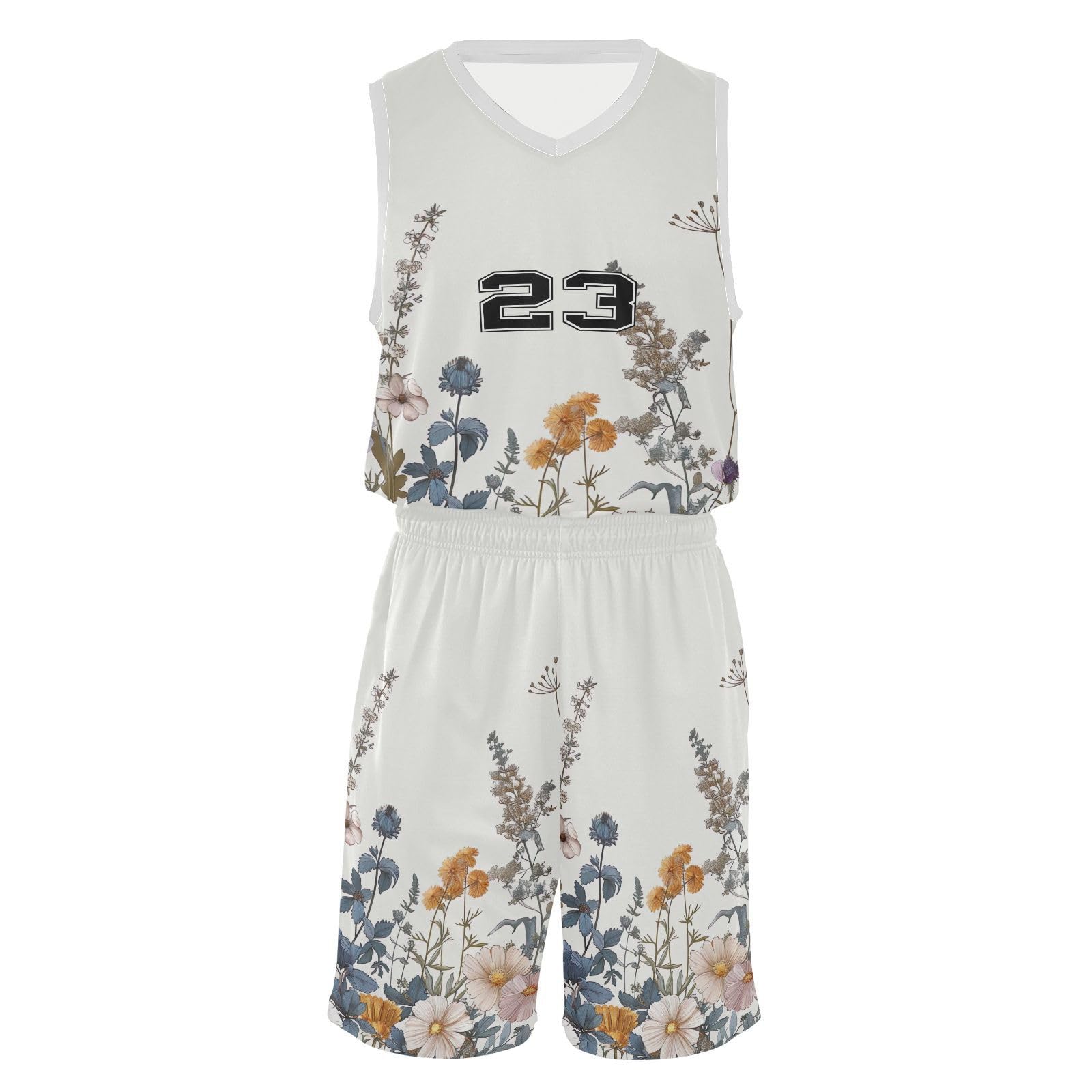 FLildon Watercolor Wildflowers Boys Basketball Jersey Set Tank Top Shorts Tracksuit Sport Training Suit for Kids, XL
