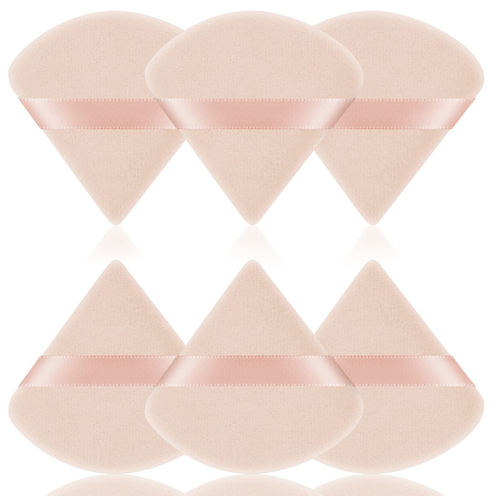 AUAUY 6 PCS Dreieck Makeup Puderquaste,Gesicht Schwämmchen Powder Puff, Waschbar Wiederverwendbar Makeup Sponge,Nass Trocken Make up Werkzeug für Loses Puder oder Foundation Rouge (Hautfarbe)