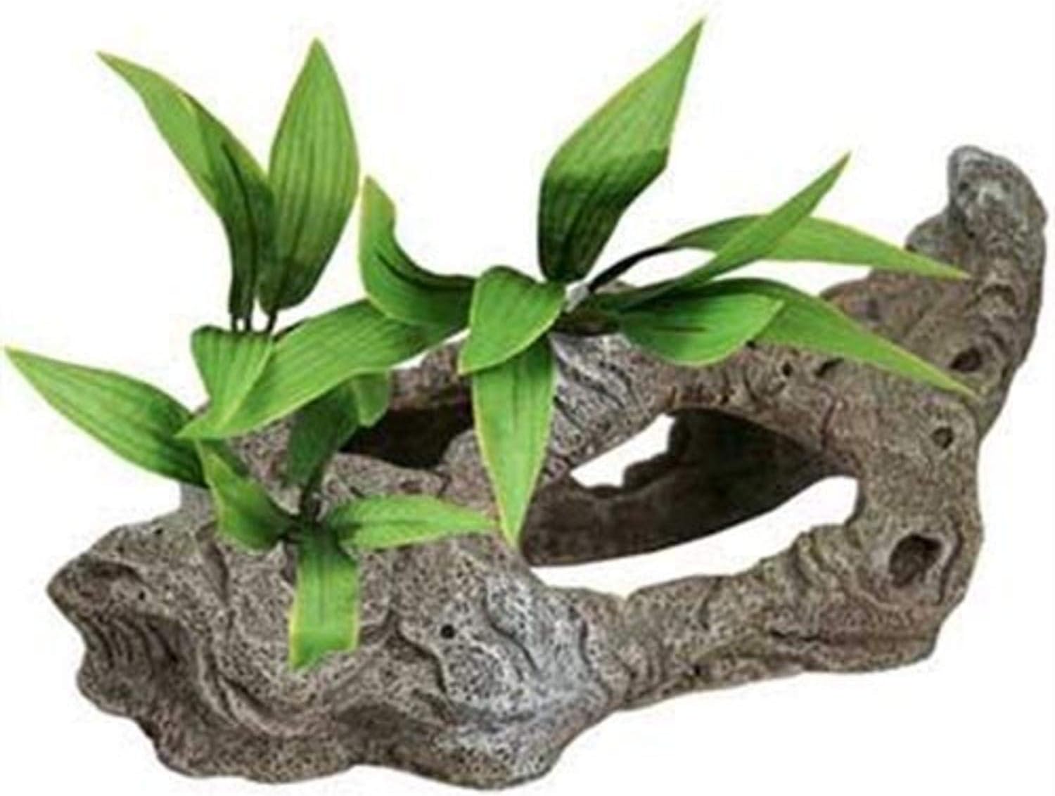 Exotic Environments Rock Tunnels with Silk Style Plants Aquarium Ornament