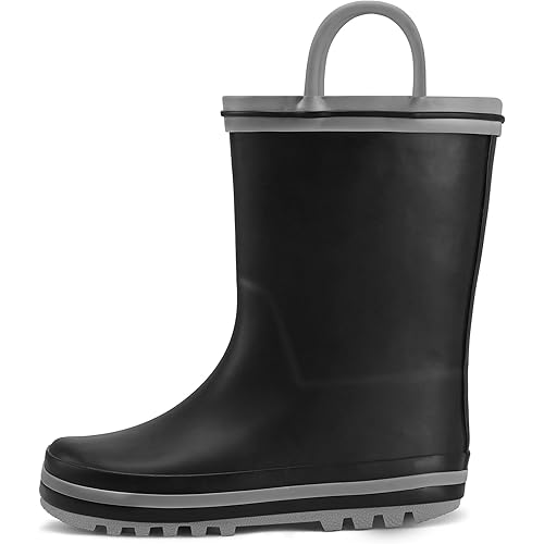 K KomForme Kids Rain Boots Waterproof Printed Rubber boots with Handles