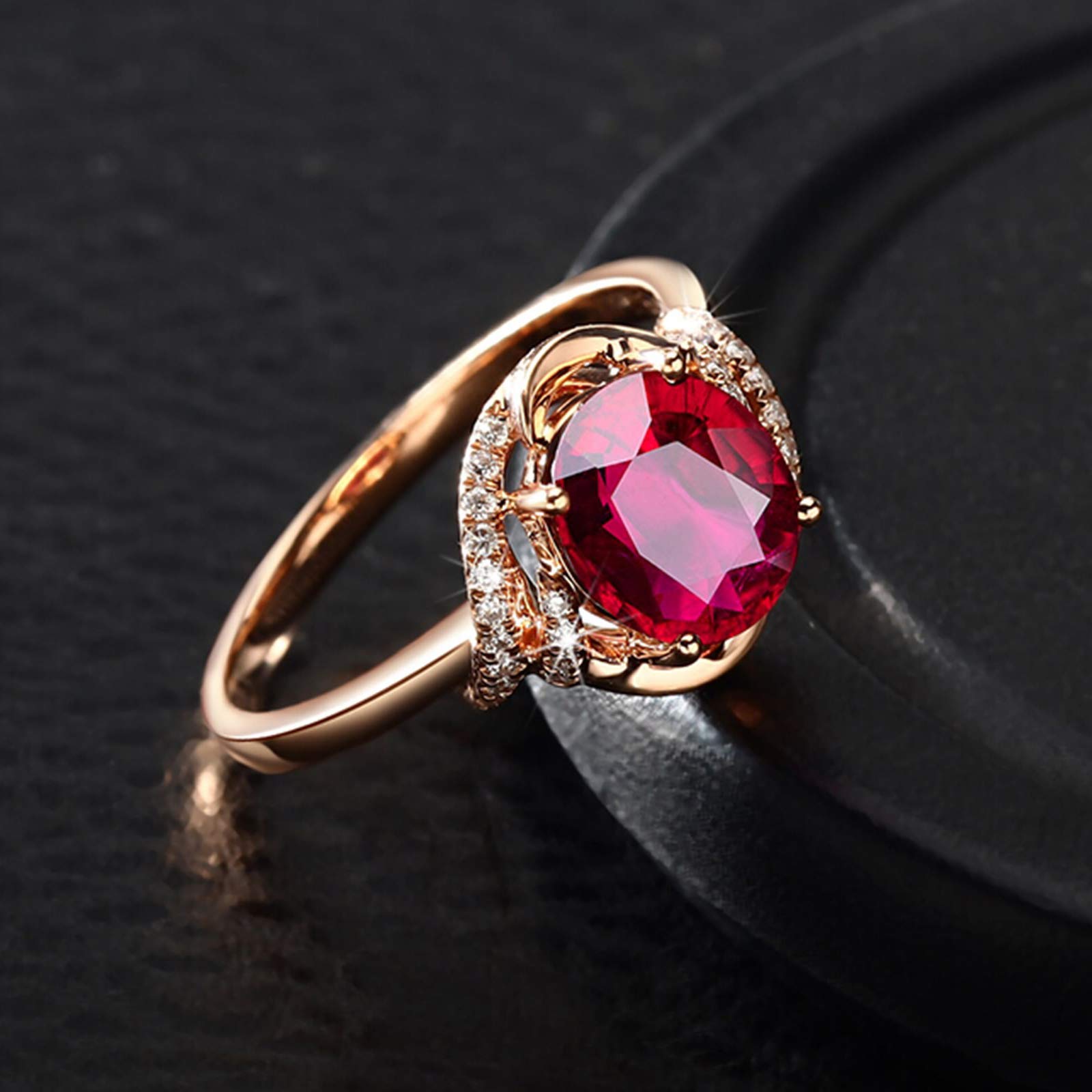 Beydodo Pierścionki ślubne różowe złoto 750 kobiety duże owalne turmaliny 1,8 ct pierścionek ślubny różowe złoto z diamentem e różowe złoto, 52 (16,6), colore: różowy (Rosegold), cod. TLLWGZ1258