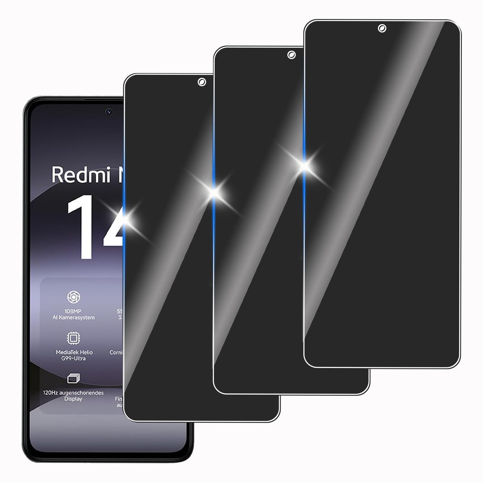 Pack 3 Protectores De Privacidad KELINAN Para Xiaomi Redmi Note 14 – Vidrio Templado 9H, Antiarañazos Y Sin Burbujas