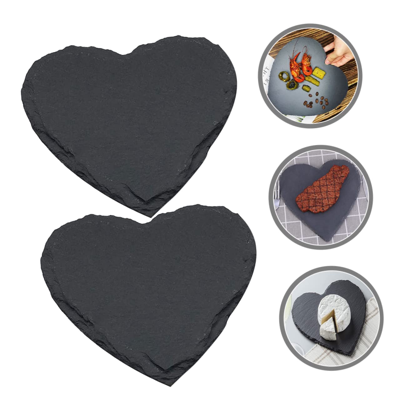 OUNONA 2 piezas Plato de Servir Forma de Pizarra Natural para Postres Ensaladas y Sushi Ecológico y Decorativo