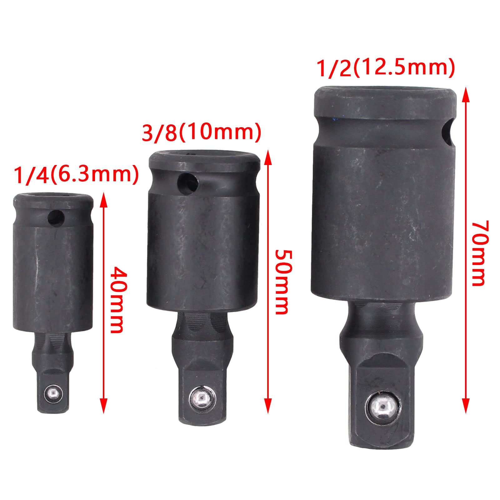 Doo Engy Kraft Kugelgelenk 1/2 1/4 3/8 Gelenksatz Gelenk Adapter Schlagschrauber Kardangelenk Nuss für Hand- und Schlagschrauberbetrieb mit Aufnahme für Arretierstift und Gummiring