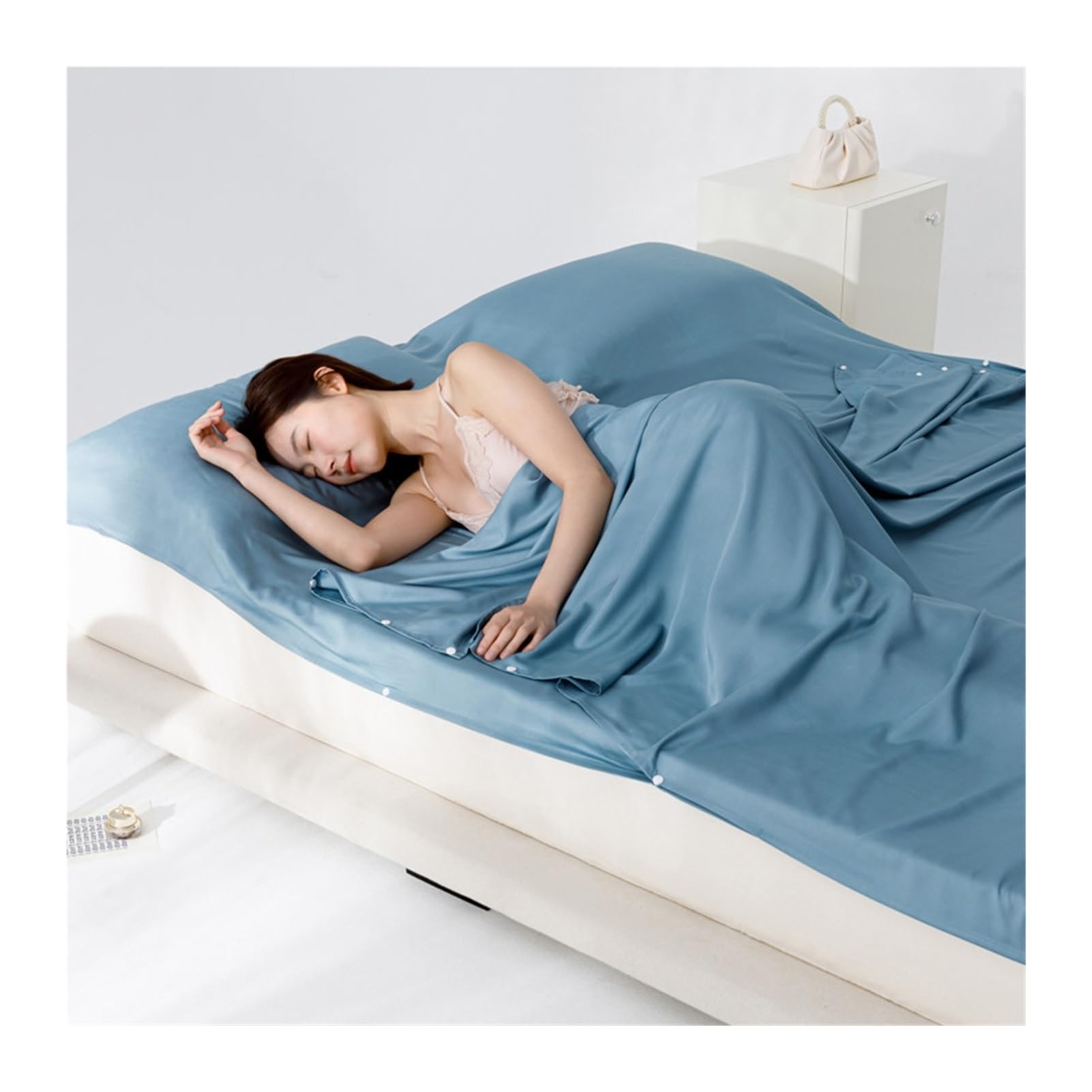GBHMJU Ultralight Washable Sleeping Bag Liner Single Double Tencel Cooling Lightweight Adult Sleep Sack Travel Sheets for Backpacking Hotel Camping Hostels(Blue,80x210cm-31x82)