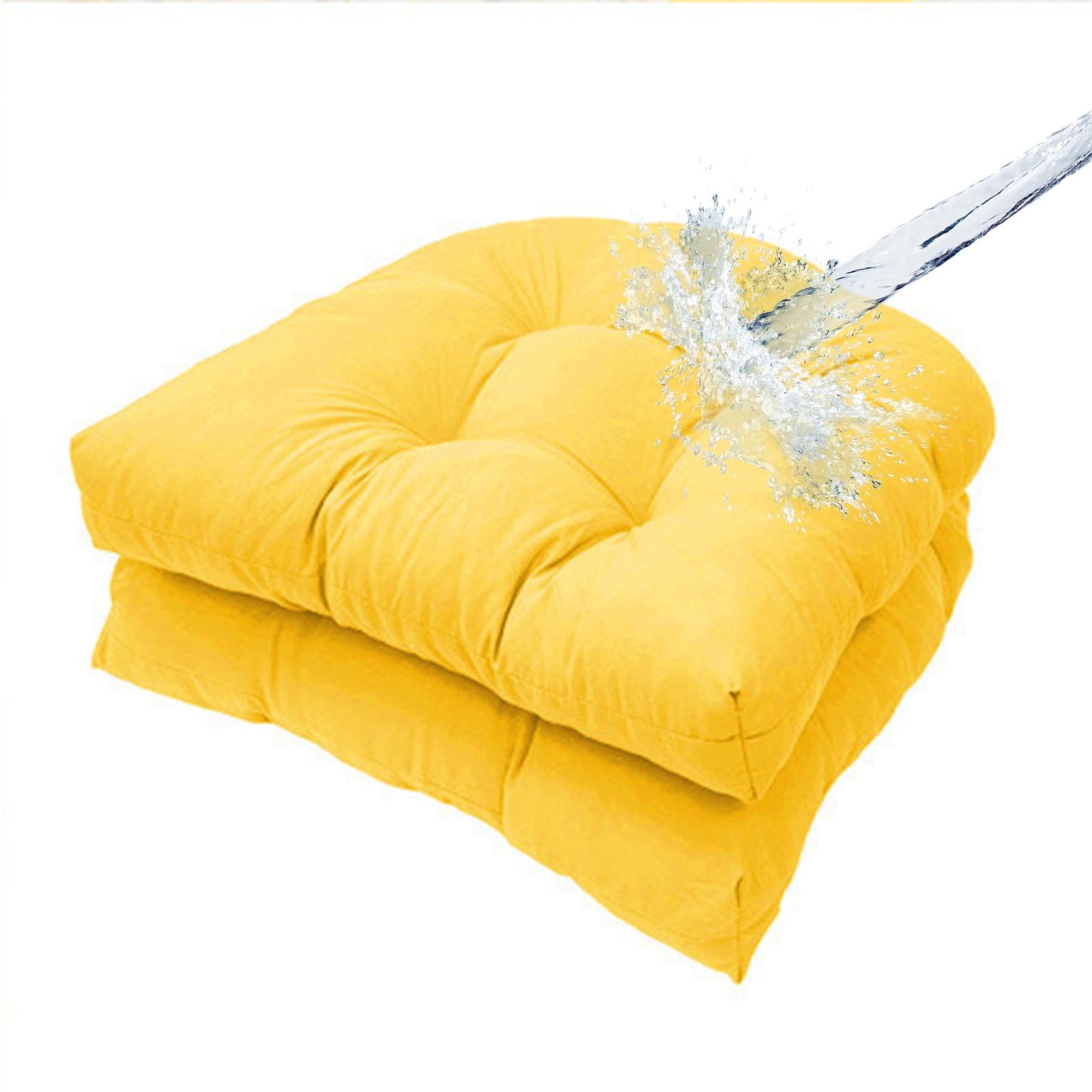 BLGVGKLPNT Garden Chair Cushions With 48x48cm - Set of 2 or 4, Waterproof Outdoor Seat Cushions with Straps, High Resilience PP Cotton for Patio Chairs & Furniture (Q,2Pcs)