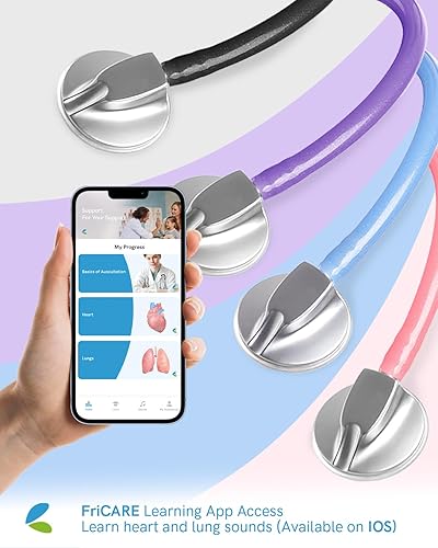 Miniatura 9 de FriCARE Estetoscopios rosados para enfermeras, médicos y estudiantes de la escuela de enfermería, kit ligero de estetoscopios de una sola cabeza