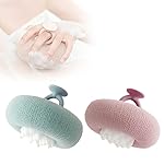 Cecurpo Super Soft Sunflower Suction Cup Bath Ball, 2024 Upgraded 2-in-1 Sunflower Bath Ball Exfoliating Bath Sponge Cleaning Brush, Sponge Mesh Pouf Shower Ball for Women, Men Shower (Purple+Green)