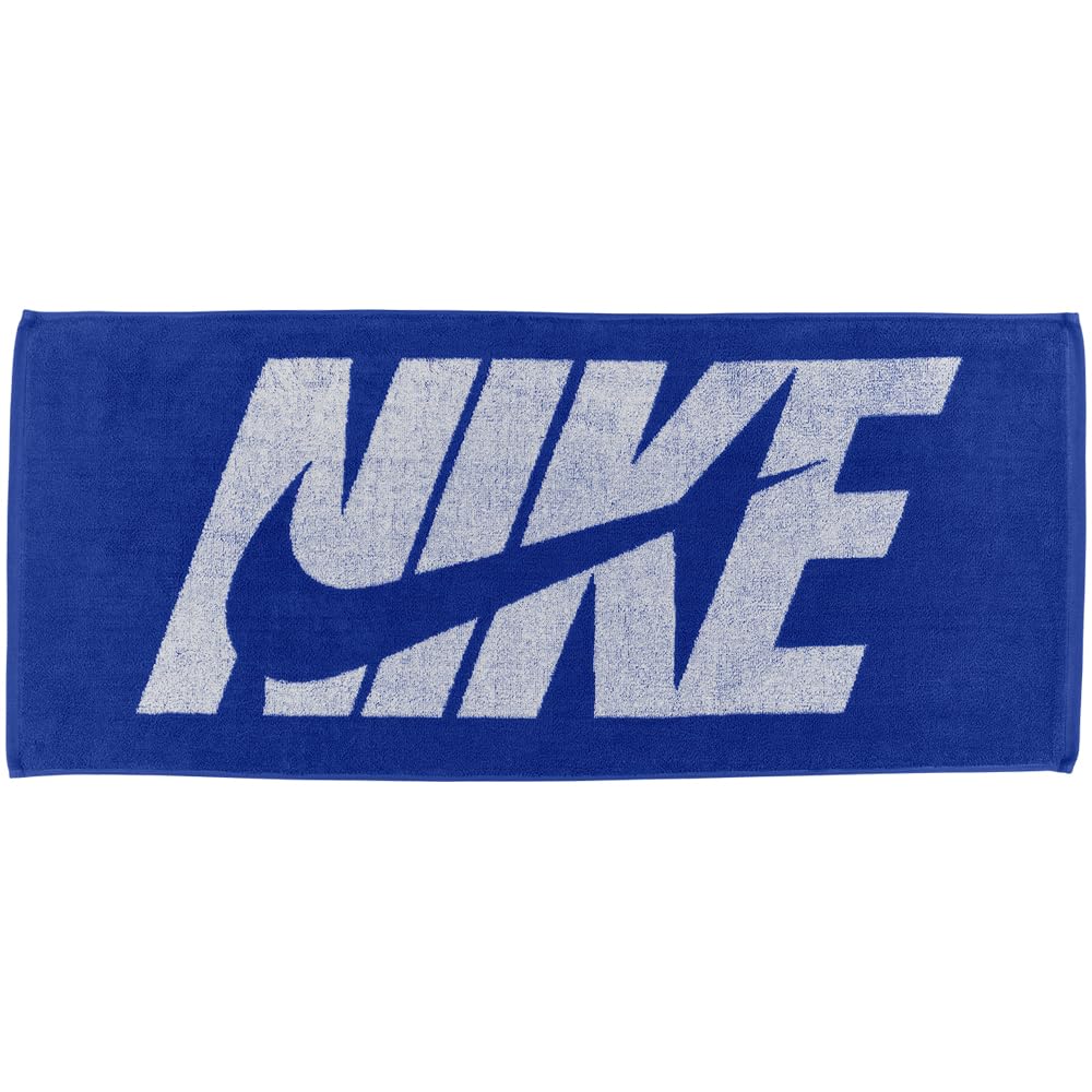 Nike Jacquard Towel Medium Graphic Sports Towel Fitness Training Gym Towel, White/Game Royal/White, One Size