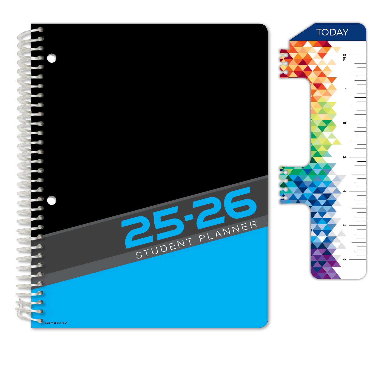 Global Datebooks Agenda datata per studenti delle scuole medie o superiori per l'anno accademico 2025-2026, include righello/segnalibro e adesivi per la pianificazione (stile matrice, 17,8 x 22,9 cm