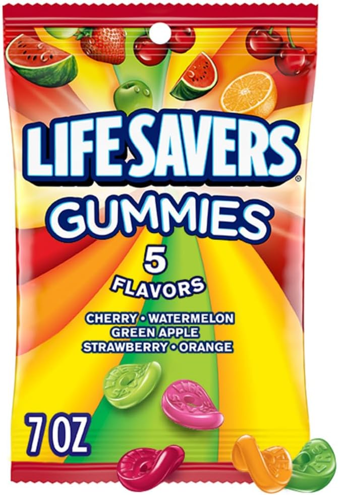 5 Flavors Summer Gummy Candy, 7 oz Bag (Pack of 12)