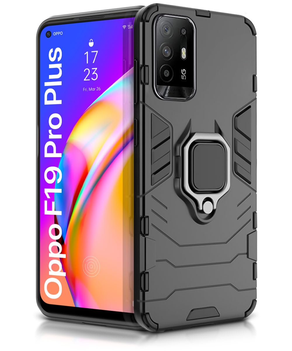WOW IMAGINE Shock Proof Back Case Mobile Cover for Oppo F19 Pro Plus (Armor | Hybrid PC + TPU | Full Protection with Ring Holder Kickstand | Carbon Black) (B08YYZJLFS) Amazon Price History, Amazon Price Tracker