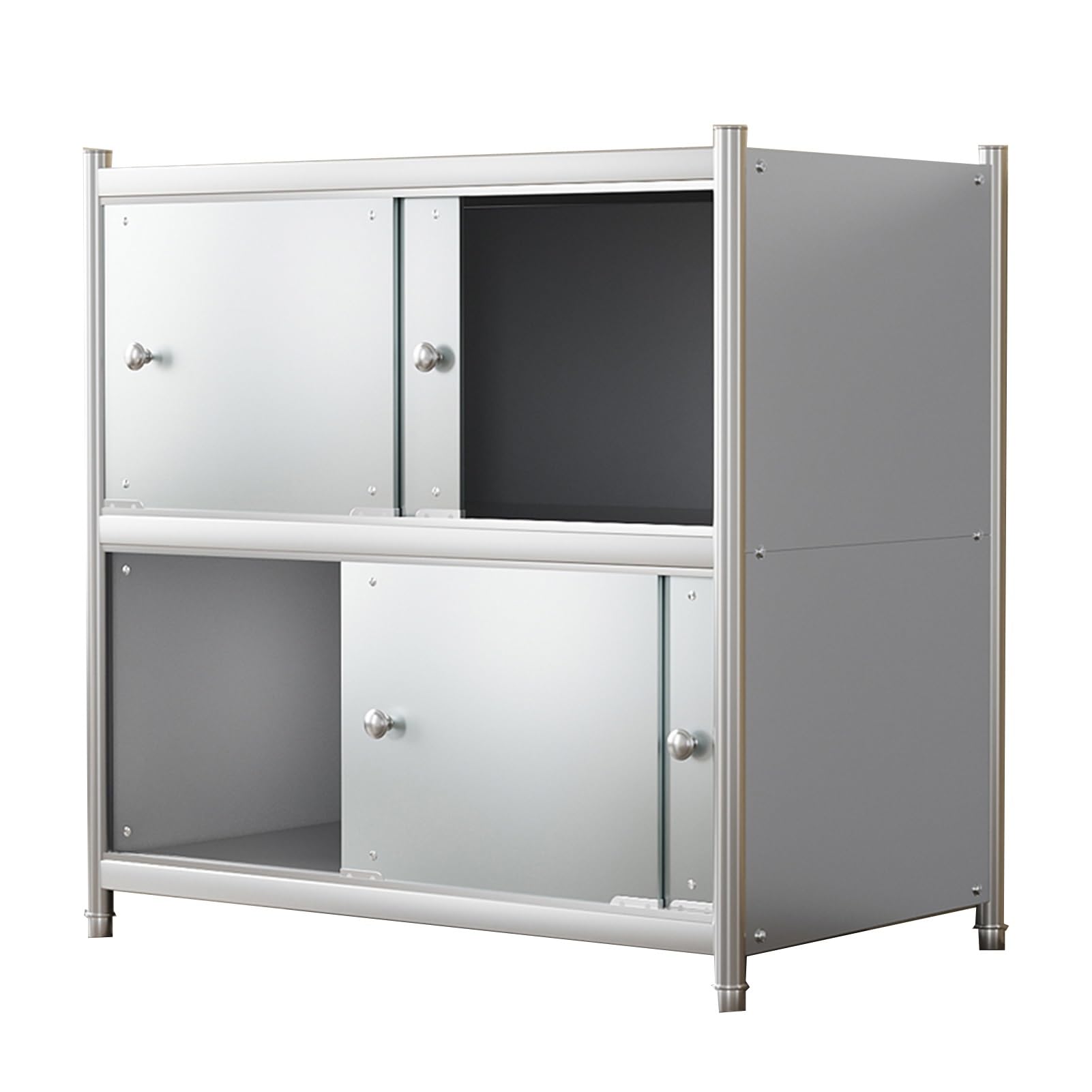 Scaffale da cucina in acciaio inox con ante scorrevoli multistrato da appoggiare in piedi per forno e vari ripiani per sala da pranzo/soggiorno (120 x 50 x 96 cm)