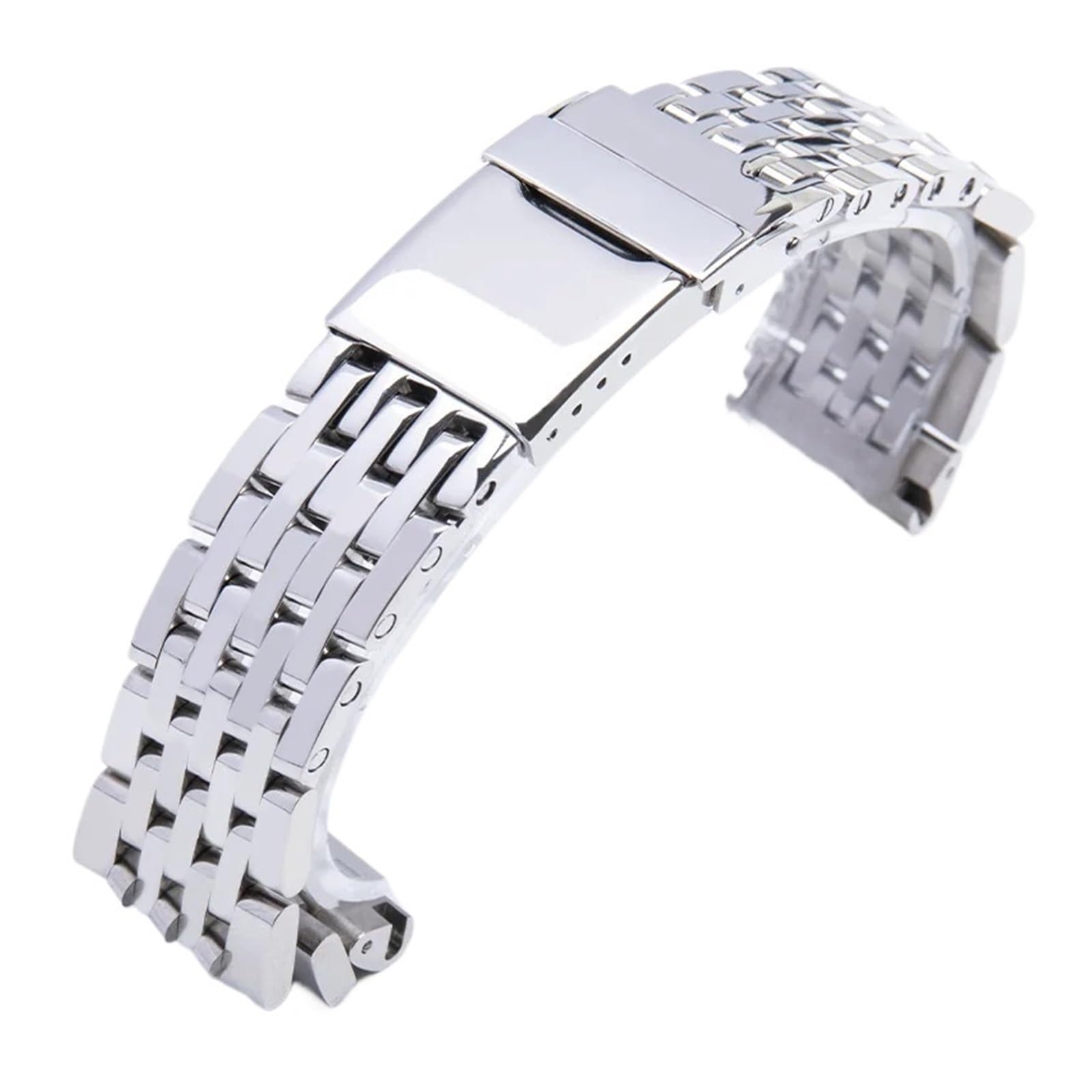 Bracelet de Montre en Acier Inoxydable 22/24 mm, 7 Perles, Compatible avec Les Bracelets Breitling, Compatible avec Les Bracelets Navitimer/Avenger, Boucle déployante et extrémité Plate(22mm)