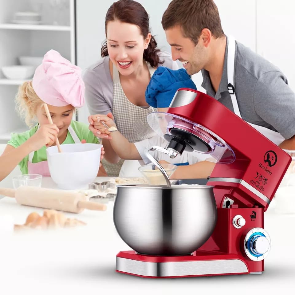 Stand Mixer, 600W, Electric Kitchen Portable Lightweight Mixer with Stainless Steel Bowl, Dough Hook, Whisk, Beater