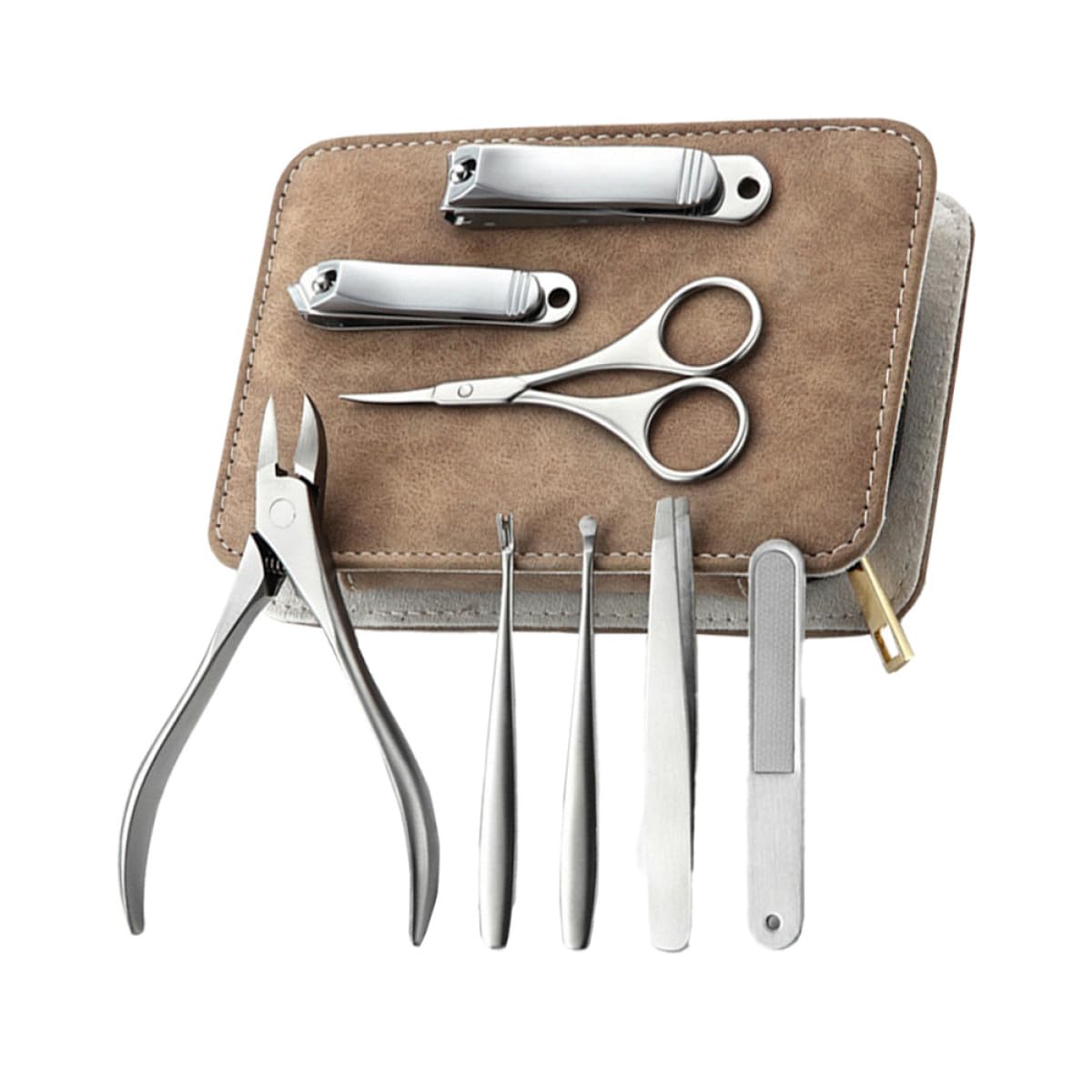 Baluue Ensemble de Coupe- Paquet de Rangement en Cuir Pu en Acier Inoxydable 8 Pièces Kit de Manucure Solide pour Usage Professionnel Domicile