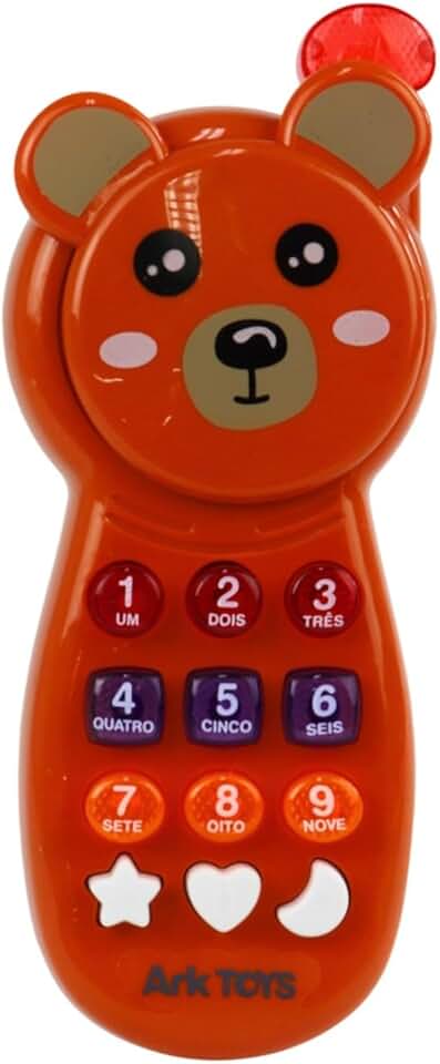 Celular Infantil Musical com Luz Abre o Visor, Brinquedo Infantil Interativo Premium, Felix Magazine (Ursinho)