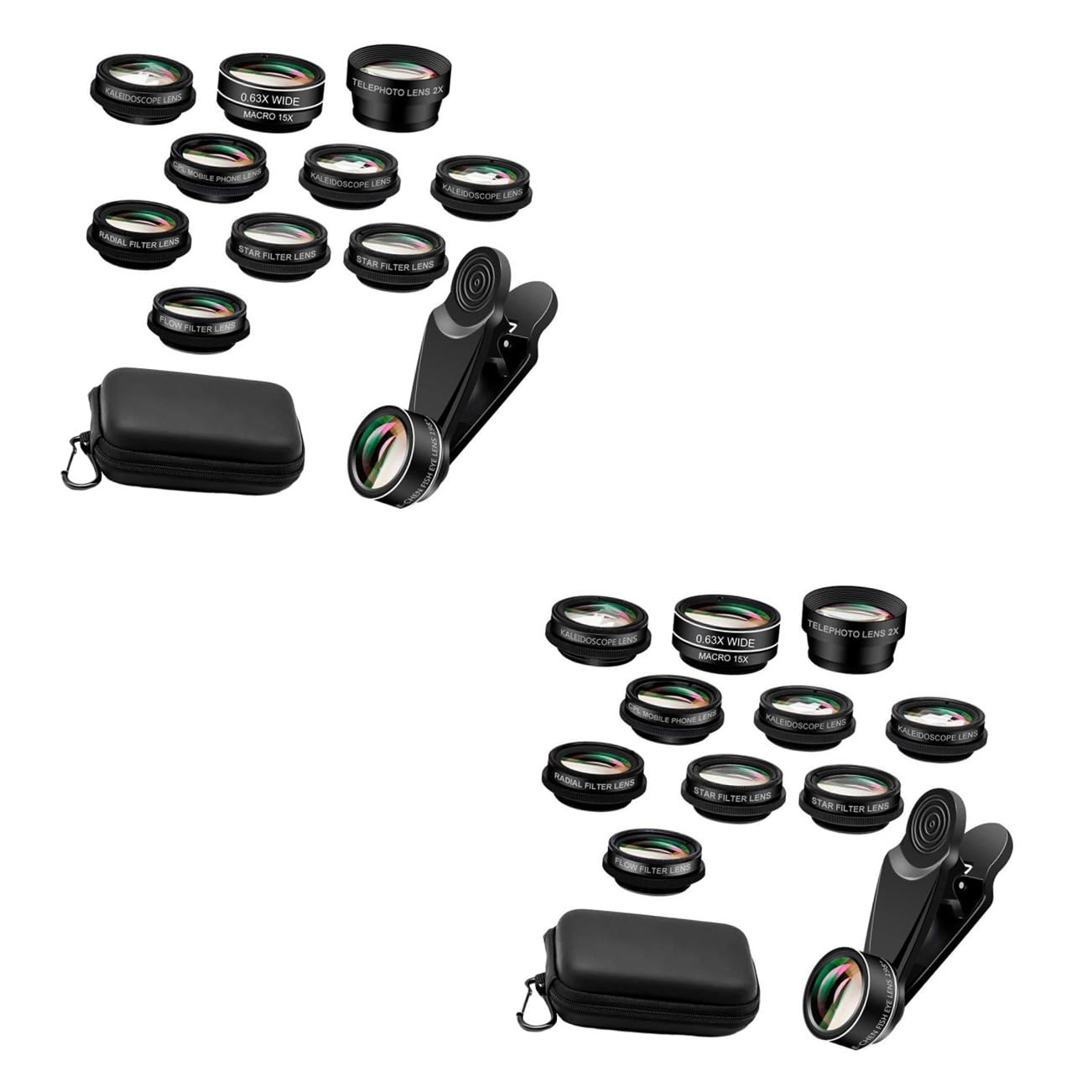 ifundom 2juegos Lentes De Fotografía para Teléfonos Móviles Lente Gran Angular y Macro Compatible Dispositivos Incluye Clip y Funda De Almacenamiento