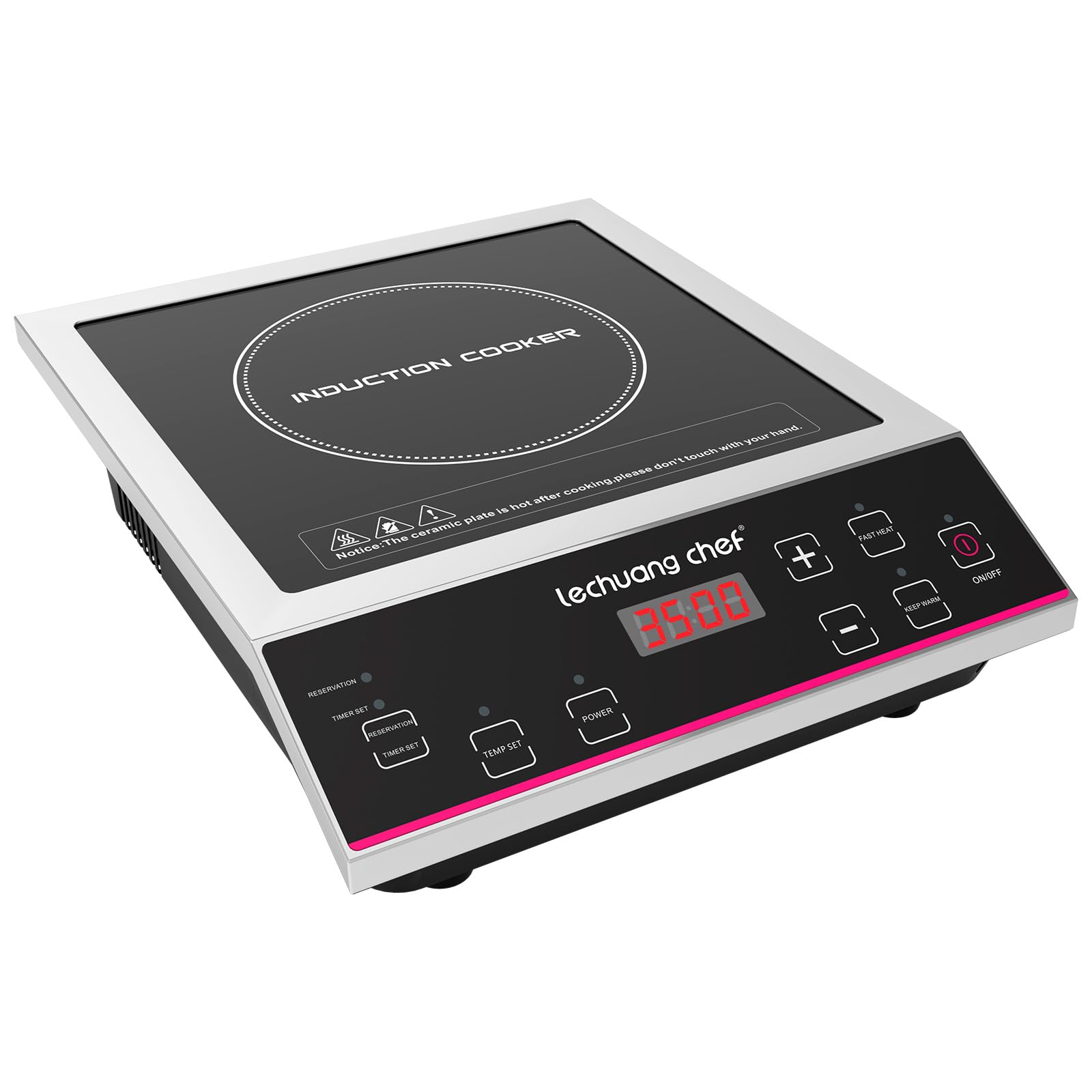 3500W Single Induction Cooker, 10-level Power Setting, 24-hours Timer, 50 kg Large Load Capacity, Temperature Control, Commercial Induction Cooktop — view 2