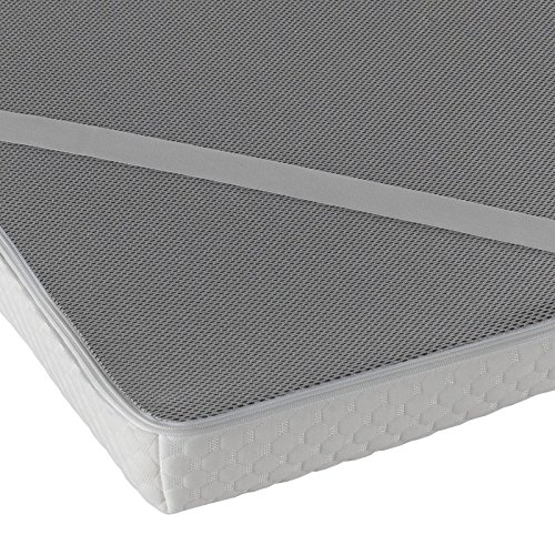 Todocama - Topper viscoelástico - 6cm de viscoelástica - 3D Transpirable - Doble Funda Tejido Strech con Cremallera - Densidad 55 kg/m³ - Cuatro Gomas de sujeción, 90x190cm, Blanco