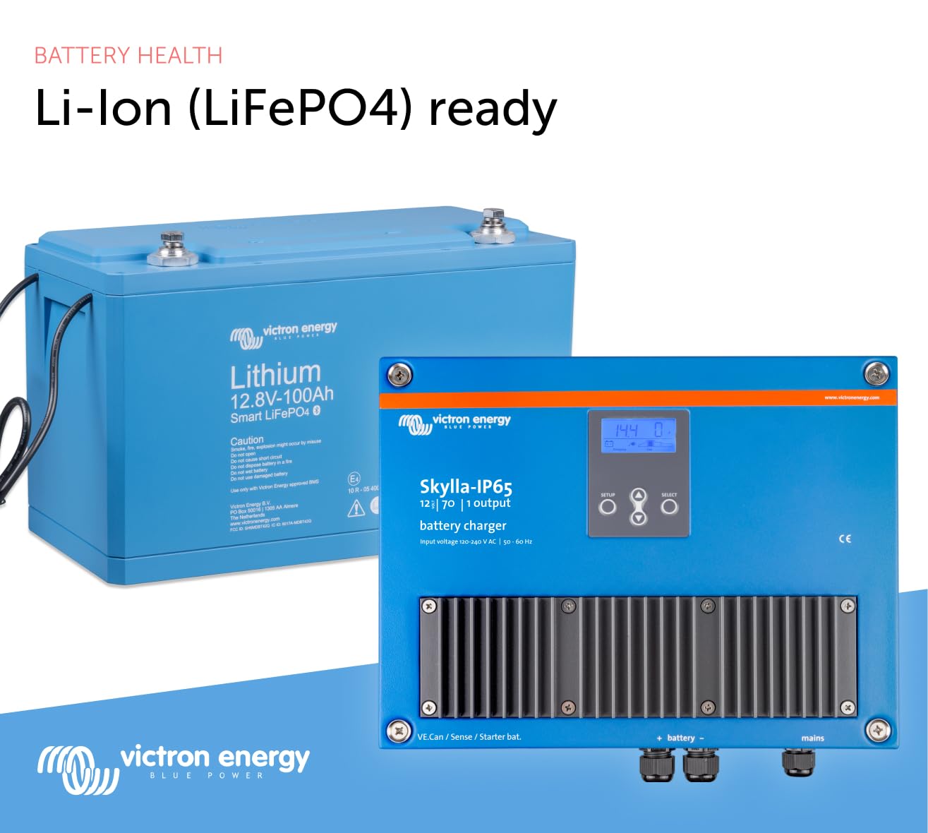 Victron Energy Skylla-IP65 Cargador de Batería 12-Voltios 70 Amperios 120-240VAC, 1+1 Salidas Aisladas
