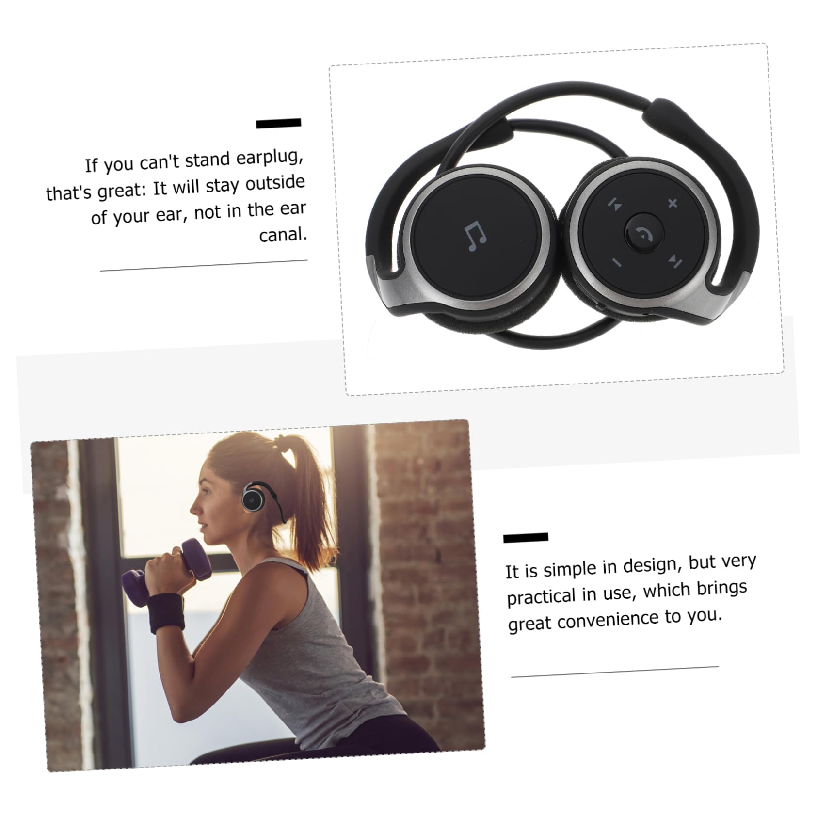 HOMSFOU Auricolari Sport con Archetto, Leggeri in Abs, Versione 4.1, Comodi Occhiali, per Corsa e Allenamento