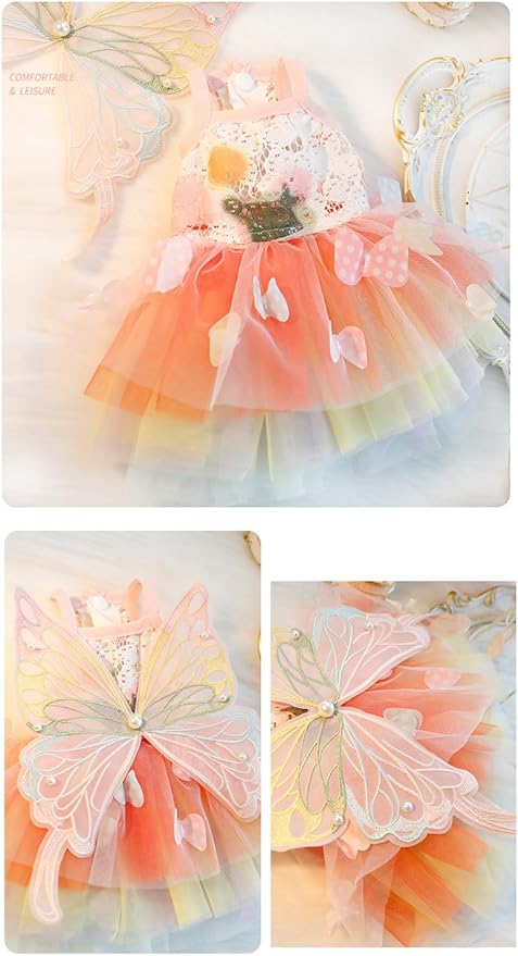 Vestido Princesa para Perro Pequeño Talla L Mariposa miniatura 6