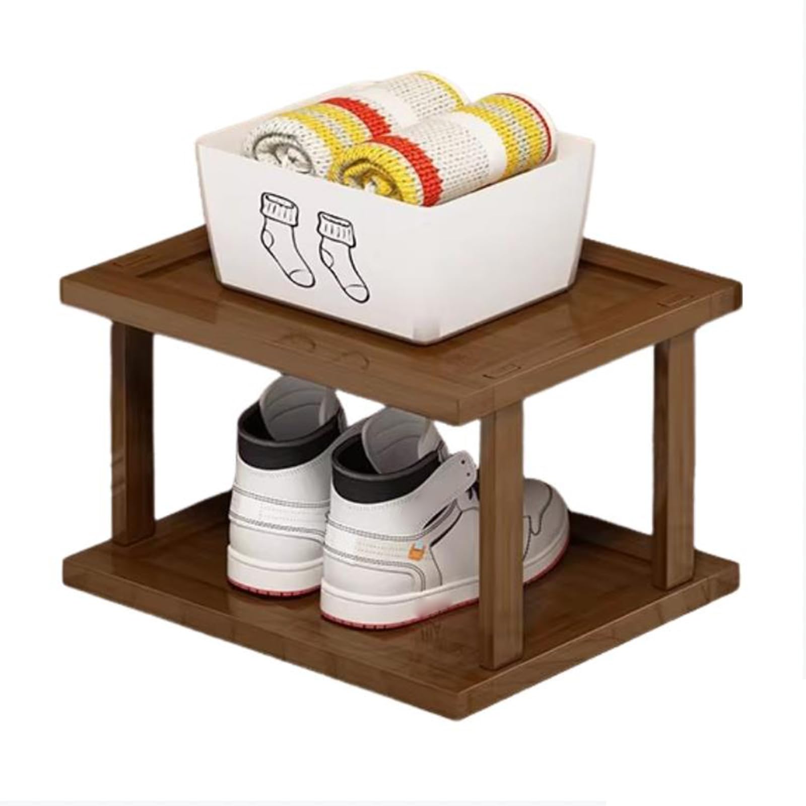 Porte Chaussures en Bois Compact JATIBOSH : Petit Rangement Étroit pour Dressing et Salon