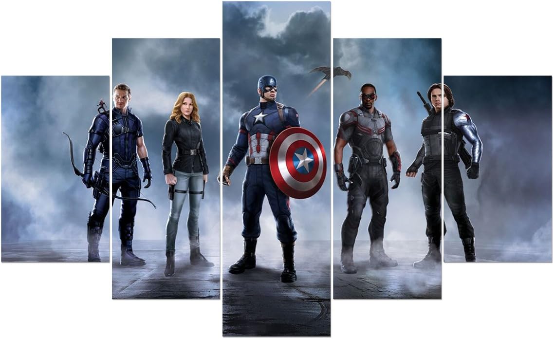 LMPTART® 60x34 Inch Print Captain America Civil War Movie Poster Picture Living Room Children Kids Wall Decor Home Decor Wall Art Picture Print Painting On Canvas Art Framed Painting Ready to Hang