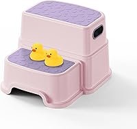 Vista 1 de Taburete de 2 escalones para niños, taburete para lavabo de baño, doble altura de 9.5 pulgadas, antideslizante para entrenamiento de orinal, cocina