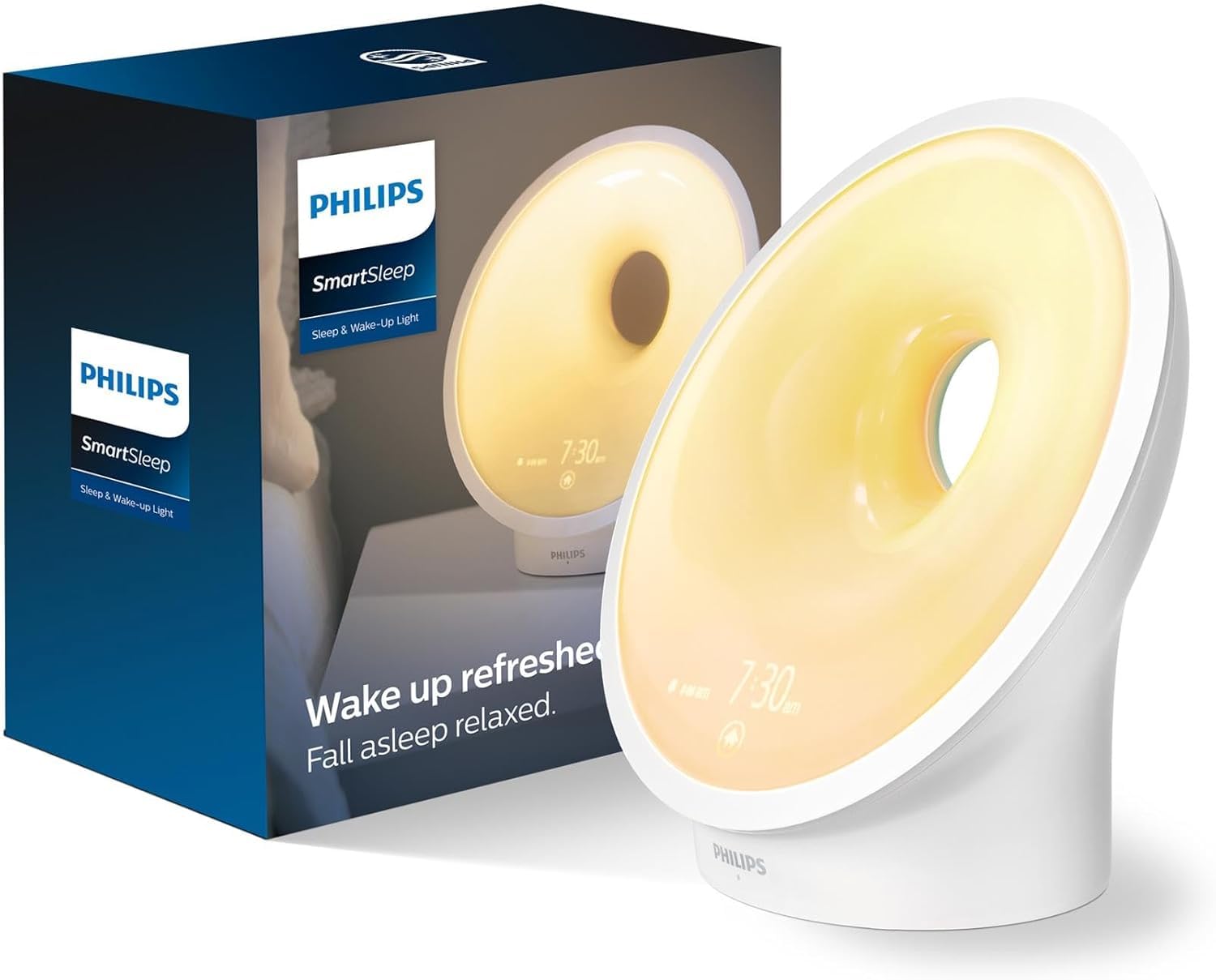 Philips SmartSleep Sleep and Wake-Up Light, Simulated Sunrise and Sunset, Multiple Lights and Sounds, RelaxBreathe to Sleep, HF3651/01