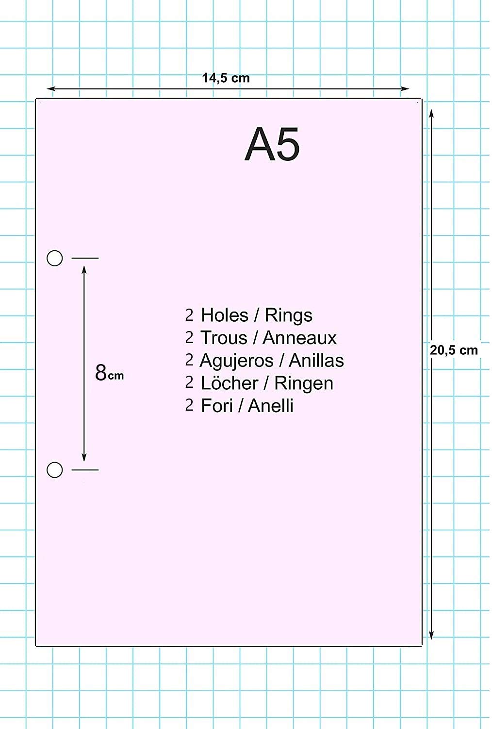 Pack De 100 Hojas De Puntitos A5 - Para Bullet Journal, Con Agujeros Para Archivador De 6 Anillas, Diseño Floral