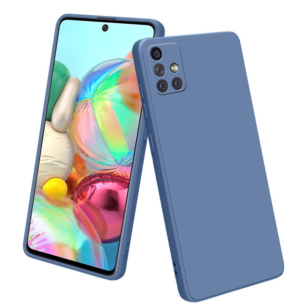 LIRAMARK Silicone Soft Back Cover Case for Samsung Galaxy A71 (Silicone Blue)-image-0