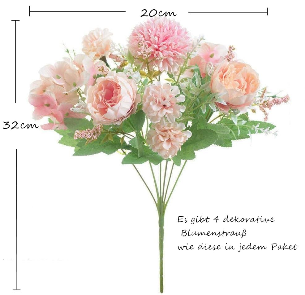 Bouquet di peonie rosa a 7 steli: fiori artificiali in seta, decorazioni per la casa per matrimoni - Italia