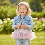 Yao Ensembles de vêtements pour bébés filles denim 3 Ensembles de pièces T-shirt Veste et Jeans