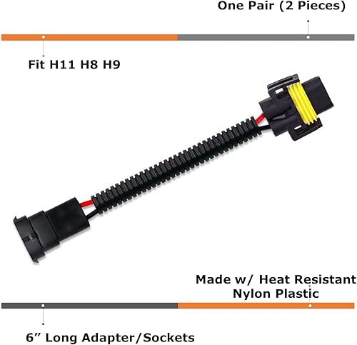 Miniatura 2 de iJDMTOY H11 H8 H9 Arnés de Cableado de Extensión con Conectores Cables Compatibles con Uso de Luces de Haz AltoBajo o Antiniebla