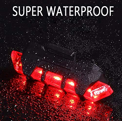 VJK USB wiederaufladbare Fahrradbeleuchtung vorne und hinten, 2 Stück Scooter-Licht, 5 LEDs, 4 Modi, vorne und hinten, Blinklicht, Sicherheitswarnlampe - 6